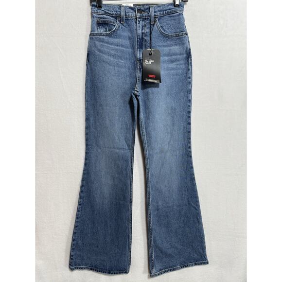 Levi's Premium Jeans Size 25 Blue 70s High Flare Denim 25 x 31 Denim Big E NWT - Picture 1 of 16